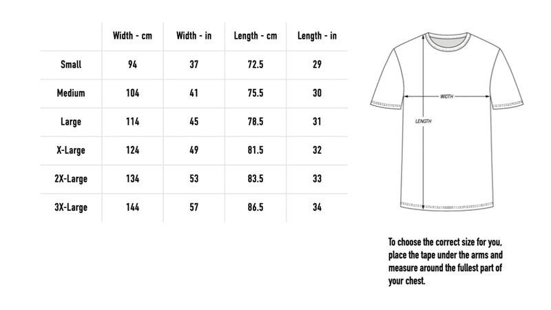 Size chart for 24 Light Years Tee - Ecru